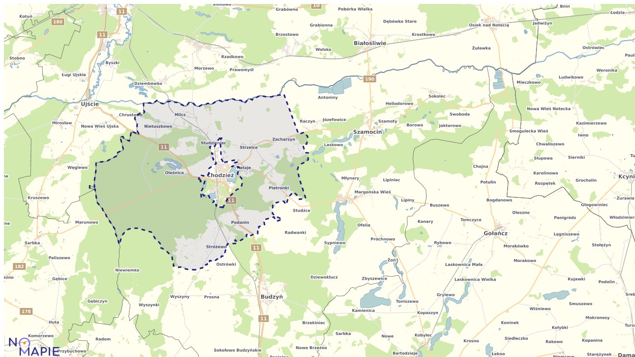 Mapa obszarów ochrony przyrody Chodzieży